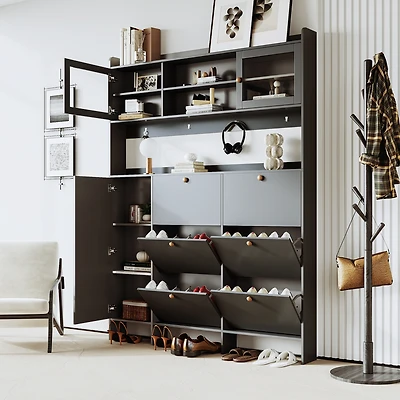 Streamdale Multifunctional Shoe Cabinet with Storage & 6 Drawers