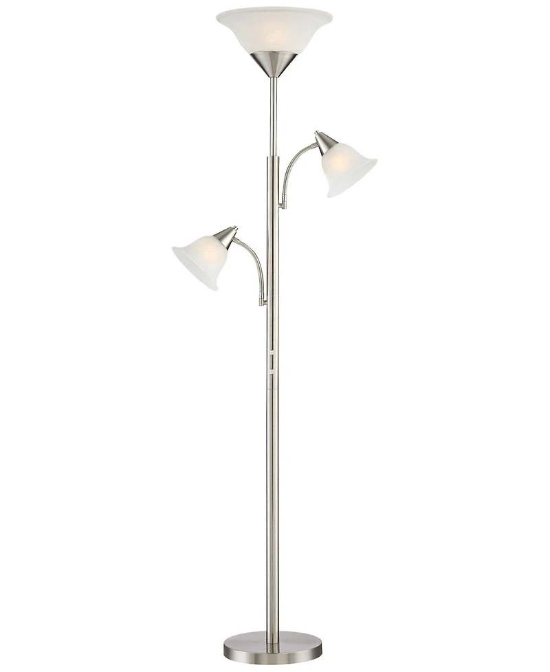 360 Lighting Jordan Modern Torchiere Floor Lamp with Side Lights 71 1/2" Tall Brushed Nickel Alabaster Glass Shade for Living Room Reading Bedroo
