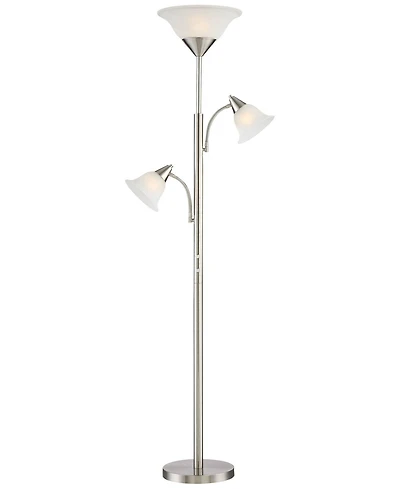 360 Lighting Jordan Modern Torchiere Floor Lamp with Side Lights 71 1/2" Tall Brushed Nickel Alabaster Glass Shade for Living Room Reading Bedroo