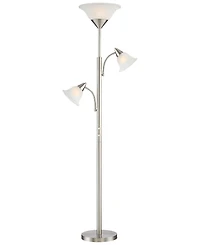 360 Lighting Jordan Modern Torchiere Floor Lamp with Side Lights 71 1/2" Tall Brushed Nickel Alabaster Glass Shade for Living Room Reading Bedroo