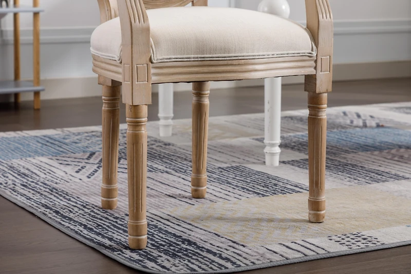 Streamdale French Vintage Upholstered Fabric Dining Armchair, Beige