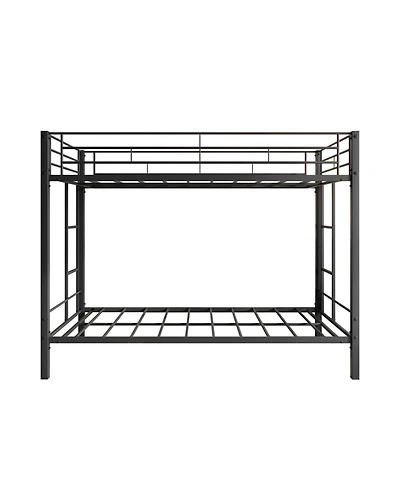 Simplie Fun Heavy Duty Twin Over Twin Metal Bunk Bed with Shelf