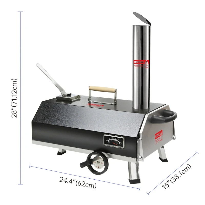 Streamdale Furniture Black 12 Outdoor Pizza Oven: Portable, Wood-Fired, Authentic Stone Baked Pizzas