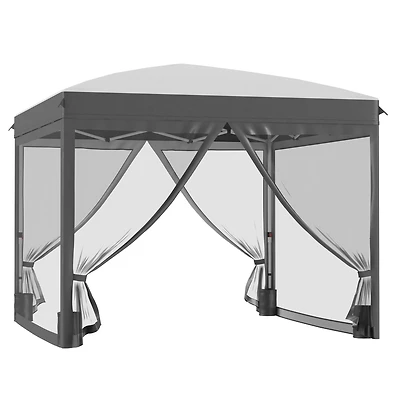 10' x 10' Pop Up Canopy Tent with Netting, Instant Sun Shelter, Tents for Parties, Height Adjustable, with Wheeled Carry Bag and 4 Sand Bags for Outdo