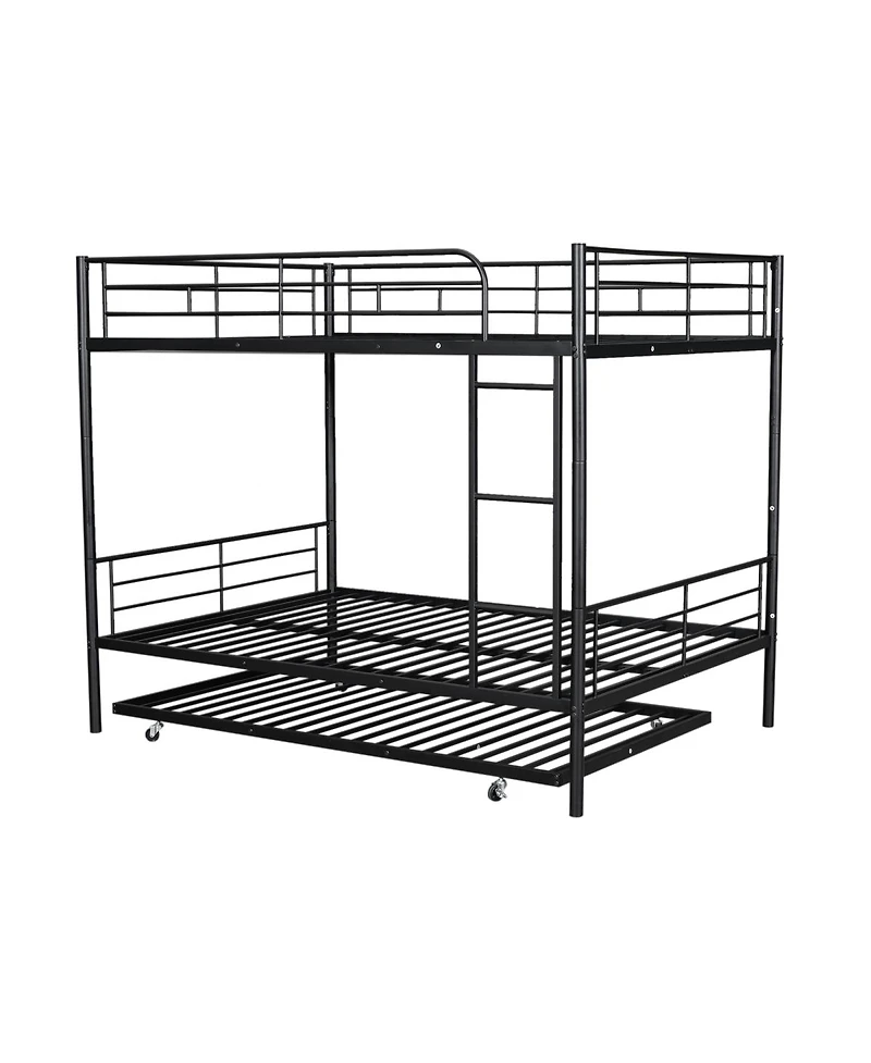 Simplie Fun Full Over Full Metal Bunk Bed With Trundle