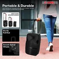 5 Core 8 Inch Tws Bluetooth Party Speakers 250 W Portable Karaoke Pa System Rechargeable Loudspeaker + Tripod Stand & 2x Wireless Mics Led Light