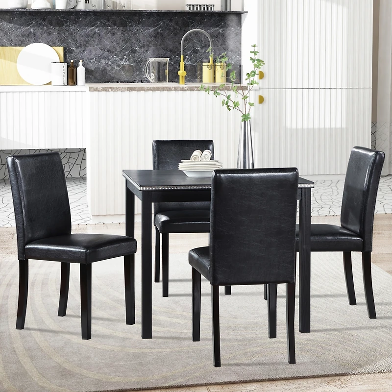 Streamdale Contemporary Elegance Wooden Dining Table and Upholstered Chairs