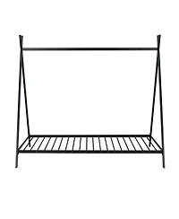 Simplie Fun House Bed Tent Bed Frame Twin Size Metal Floor Playhouse Bed With Slat For Kids Girls Boys