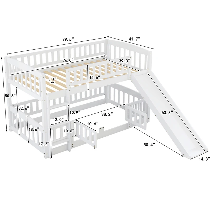 Streamdale Twin Bunk Bed w/ Slide and Ladder