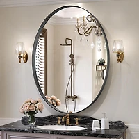 Homlux Oval Wall Mounted Mirror 26"x38" in Black