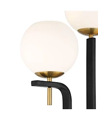 Possini Euro Design Acadia Modern Floor Lamp 71" Tall Black Warm Gold Metal 3-Light Frosted White Glass Globe Shades Decor for Living Room Reading Hou