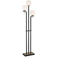 Possini Euro Design Acadia Modern Floor Lamp 71" Tall Black Warm Gold Metal 3-Light Frosted White Glass Globe Shades Decor for Living Room Reading Hou