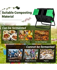 Sugift Dual Chamber Garden Compost Tumbler with Sliding Doors