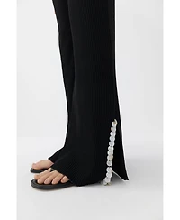 Nocturne Women's Mother of Pearl Beaded Knit Pants