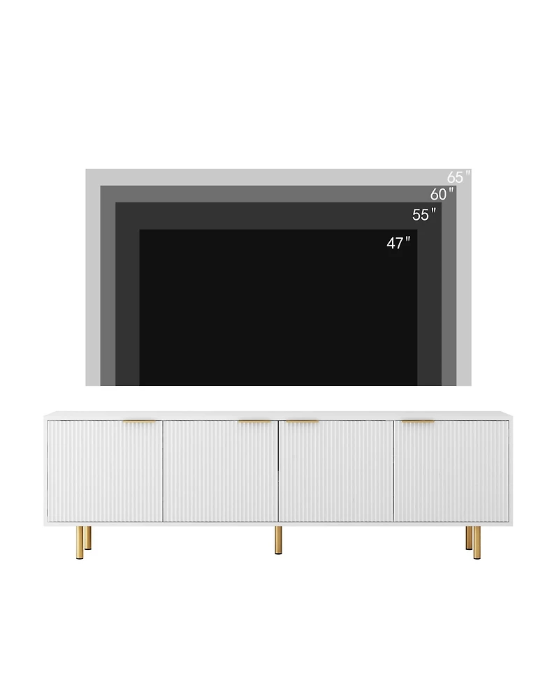 Streamdale Grooved Tv Cabinet with White Texture