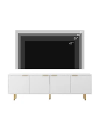Streamdale Grooved Tv Cabinet with White Texture