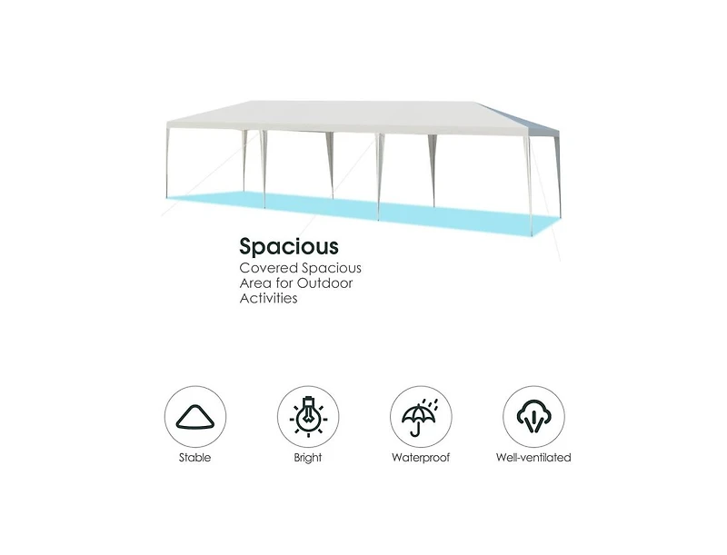 Slickblue 10 x 30 Feet Gazebo Canopy Tent with Connection Stakes and Wind Ropes