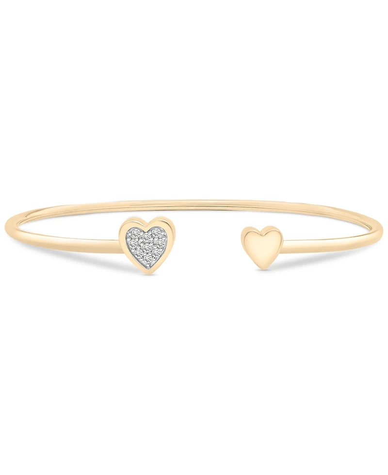 Diamond Heart Cluster Cuff Bangle Bracelet (1/10 ct. t.w.) 10k Gold or White gold, Created for Macy's