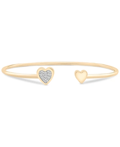 Diamond Heart Cluster Cuff Bangle Bracelet (1/10 ct. t.w.) 10k Gold or White gold, Created for Macy's