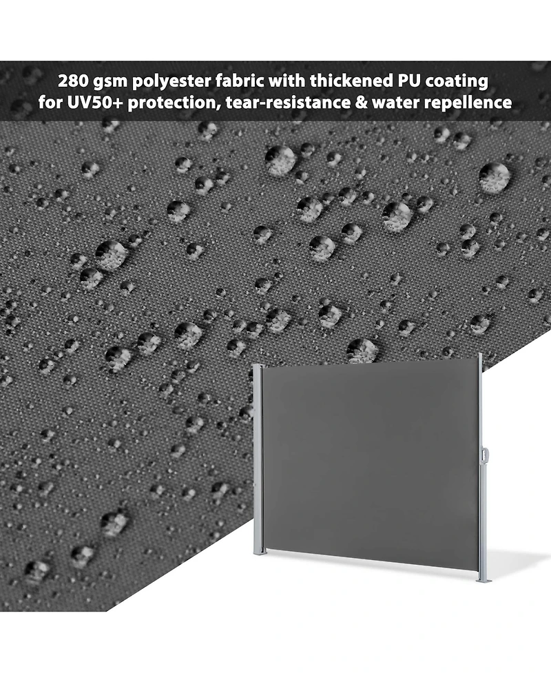 119x71 In Outdoor Retractable Side Awning Folding Privacy Screen Divider Garden