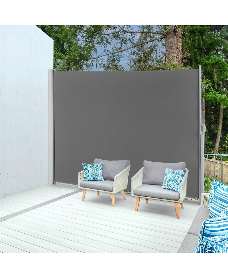 119x71 In Outdoor Retractable Side Awning Folding Privacy Screen Divider Garden