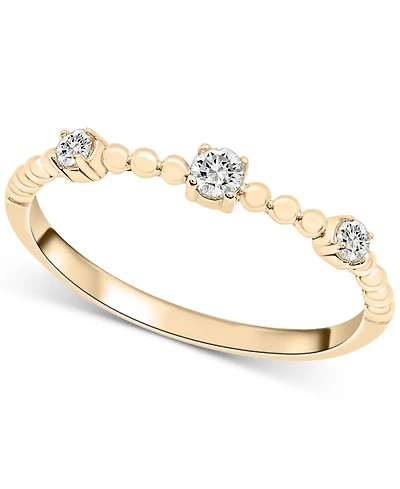 Diamond Beaded Narrow Stack Band (1/10 ct. t.w.) 10k Gold or White Gold, Created for Macy's