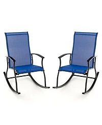 2 Pieces Outdoor Rocking Chairs with Breathable Backrest