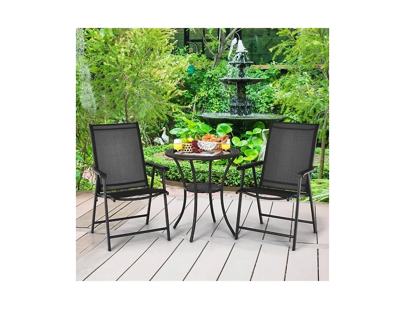 Slickblue Set of 2 Outdoor Patio Folding Chair with Ergonomic Armrests