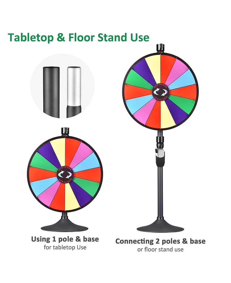 WinSpin 24" Dual Use Prize Wheel Tabletop or Floor Stand Spinning Wheel Carnival Game Tradeshow