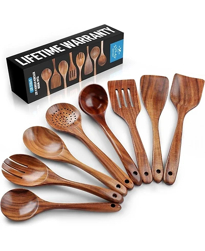 Zulay Kitchen Premium 8-Piece Wooden Spoons for Cooking