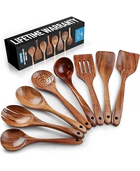 Zulay Kitchen Premium 8-Piece Wooden Spoons for Cooking