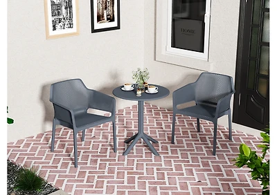 Streamdale 3 piece plastic arm chair Bistro Grs Premium Ocean Plastic, Charcoal