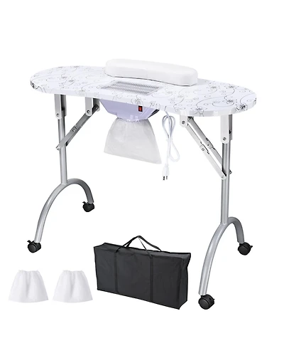 Byootique Portable Folding Manicure Nail Table Station Salon Desk Vented Beauty Spa