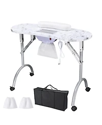 Byootique Portable Folding Manicure Nail Table Station Salon Desk Vented Beauty Spa