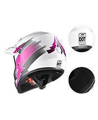 Ahr H-VEN12 Youth Dot Motocross Helmet and Goggles Set Clear Lens Atv Mx Off-road Kids Pink S