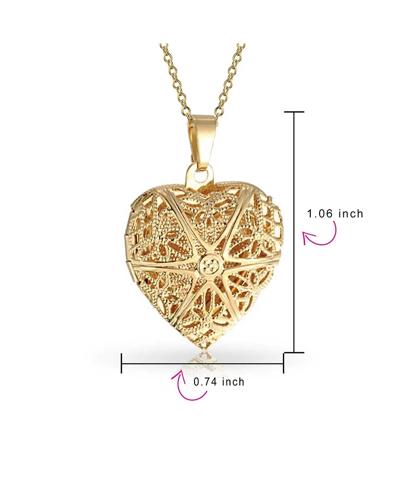 Bling Jewelry Filigree Star Heart Shape Aromatherapy Essential Oil Perfume Diffuser Locket Necklace 18K Gold Plated