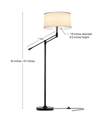 Ava 61" Led Modern Standing Floor Lamp with Fabric Drum Shade