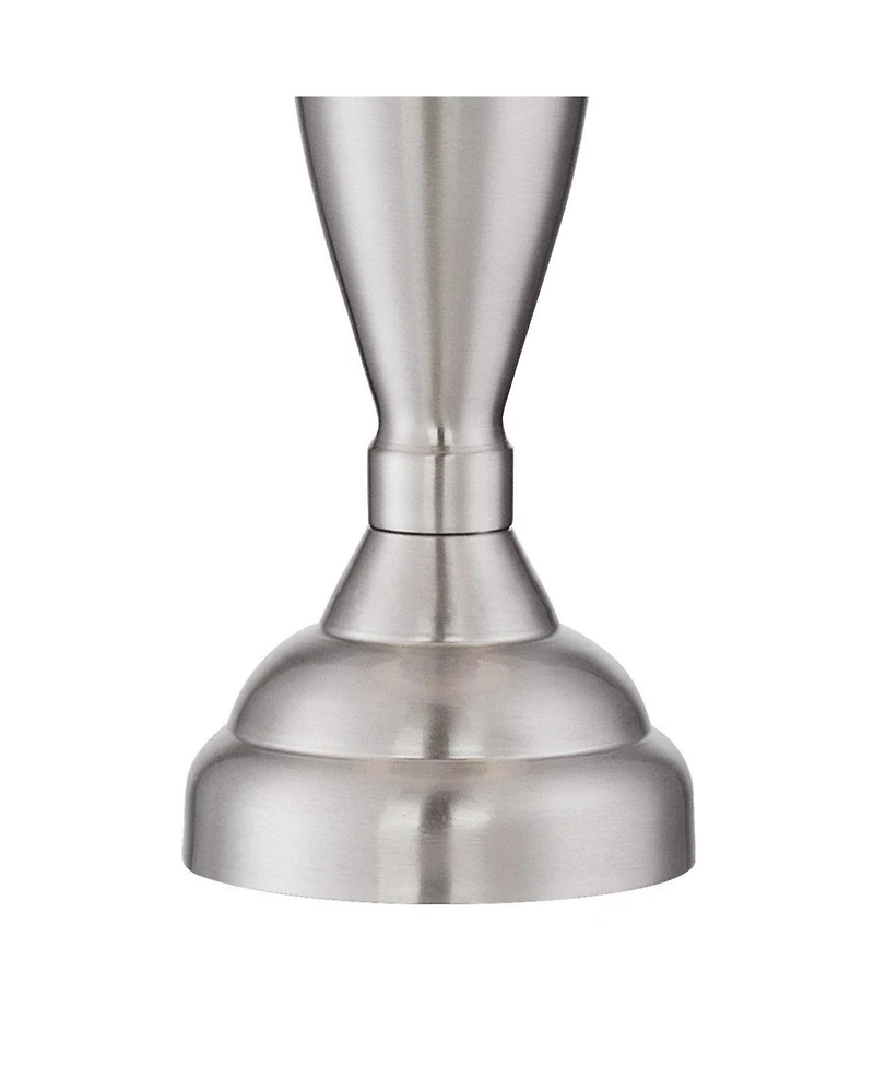 Regency Hill Blair Traditional Table Lamps 25" High Set of 2 Brushed Nickel with Table Top Dimmers White Fabric Drum Shade for Bedroom Living Roo