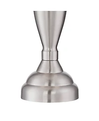 Regency Hill Blair Traditional Table Lamps 25" High Set of 2 Brushed Nickel with Table Top Dimmers White Fabric Drum Shade for Bedroom Living Roo