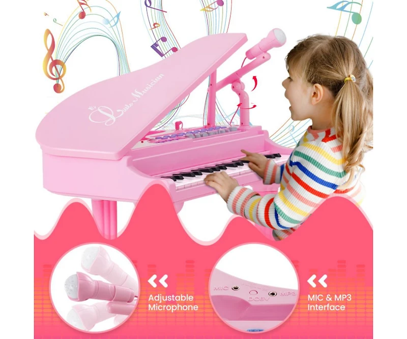 37 Keys Kids Piano Keyboard with Stool and Piano Lid