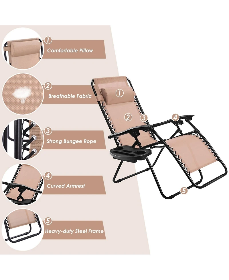 Inolait Outdoor Folding Zero Gravity Reclining Lounge Chair