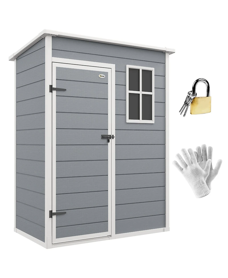 Outsunny Resin Outdoor Storage Shed, 59.5" x 36.25" Garden Shed w/ Window