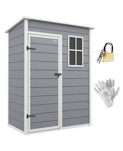 Outsunny Resin Outdoor Storage Shed, 59.5" x 36.25" Garden Shed w/ Window