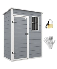 Outsunny Resin Outdoor Storage Shed, 59.5" x 36.25" Garden Shed w/ Window