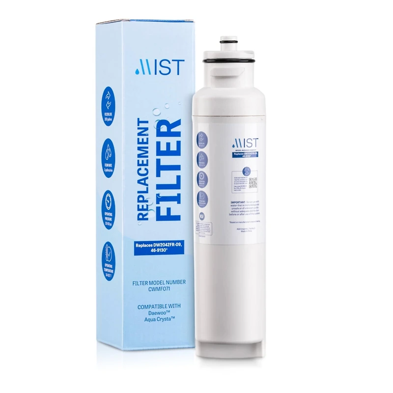 Mist DW2042FR-09 Water Filter Replacement for Daewoo, Refrigerator Water Filter Compatible with DW2042FR, Aqua Crystal DW2042F-09