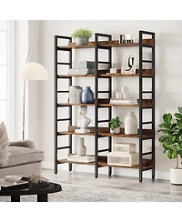 Tribesigns 5-Tier Industrial Bookshelf, 71”H x 47”W Etagere Bookcase, Freestanding Double Wide Book Shelf for Storage and Display, Wood