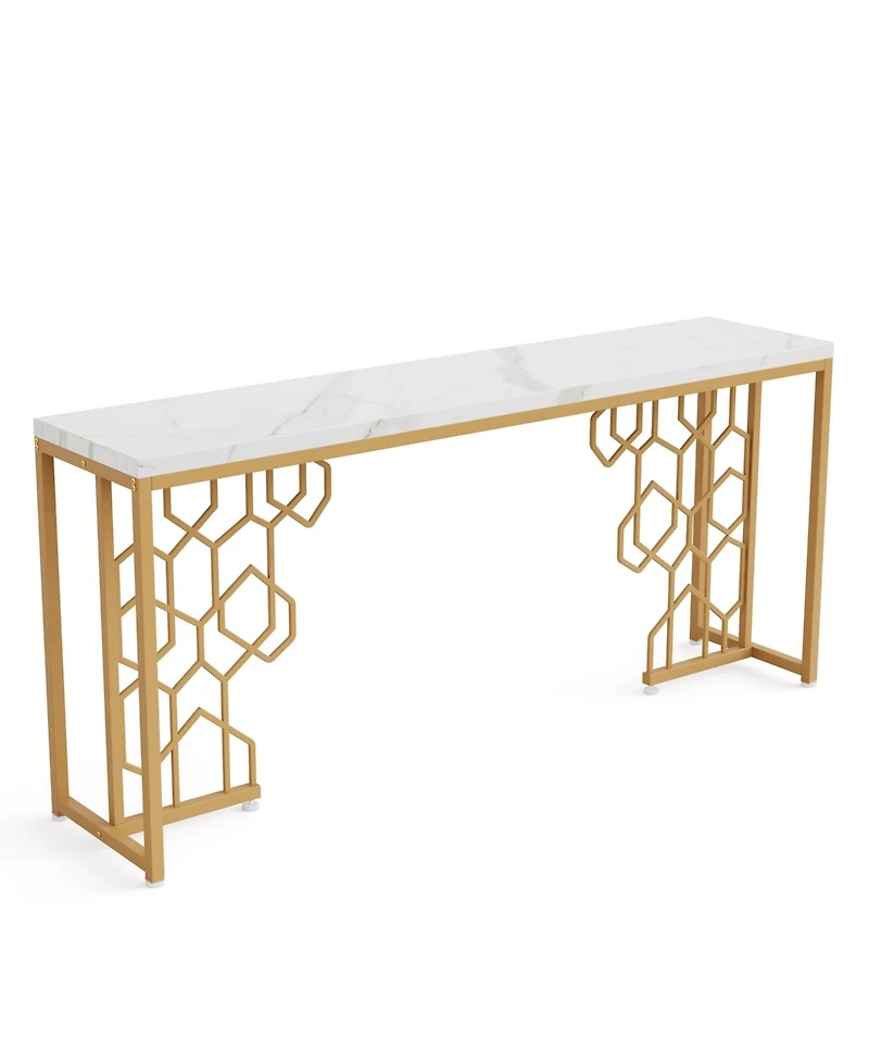 Tribesigns Farmhouse Console Table, 55-Inch Rustic Sofa Table with Storage, Industrial Wooden Entryway Table for Hallway