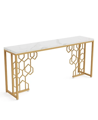 Tribesigns Farmhouse Console Table, 55-Inch Rustic Sofa Table with Storage, Industrial Wooden Entryway Table for Hallway