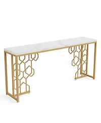 Tribesigns Farmhouse Console Table, 55-Inch Rustic Sofa Table with Storage, Industrial Wooden Entryway Table for Hallway