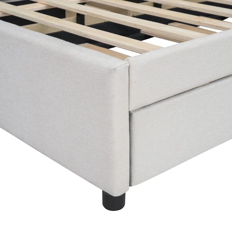 Streamdale Platform Bed with Brick Headboard and Twin Trundle